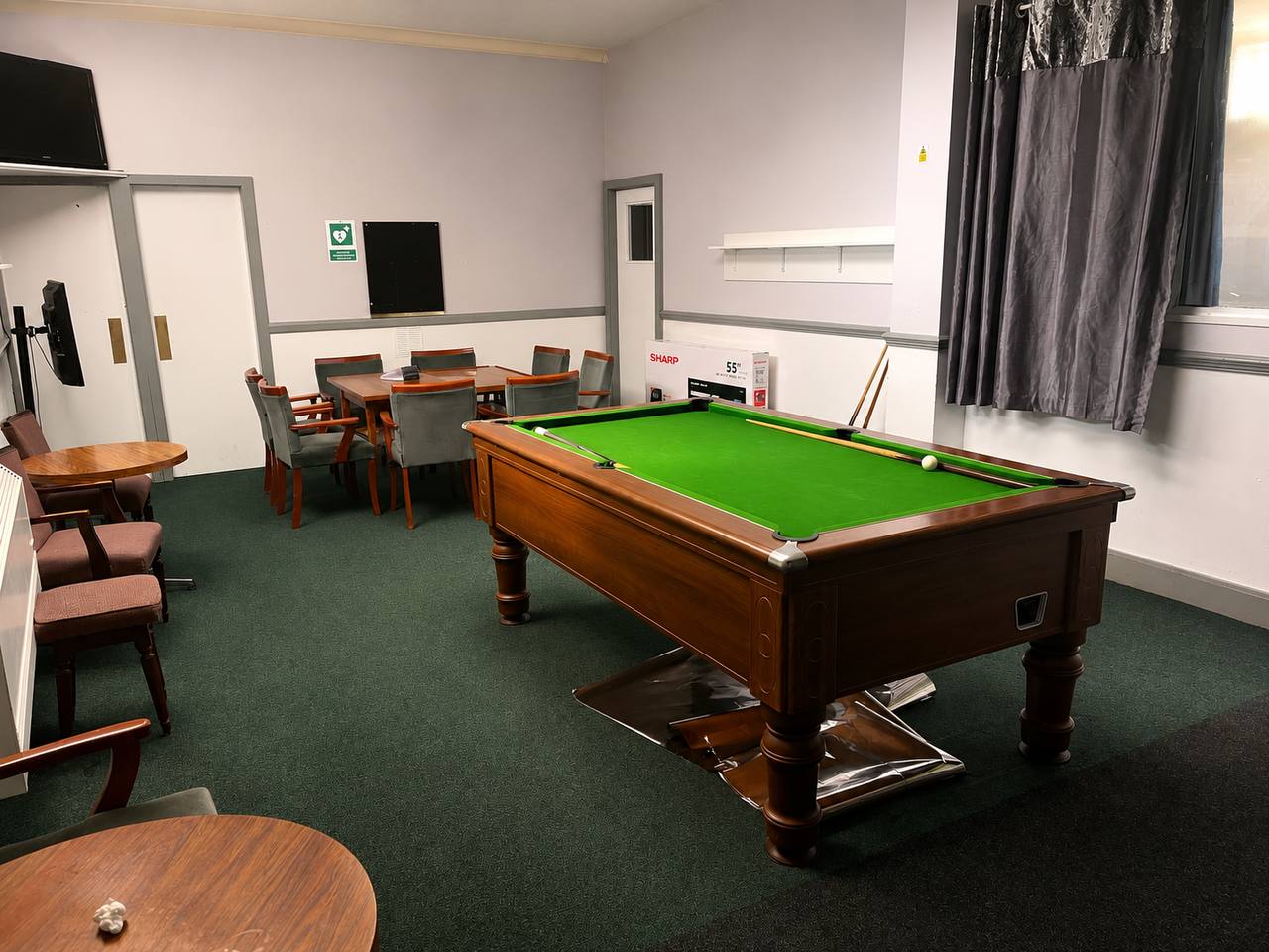English pool room at Alford Hall with pool table